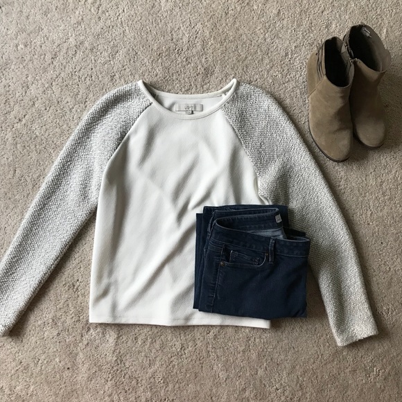 {LOFT} Two Tone Sweater/Long Sleeve Top, M - Picture 3 of 7